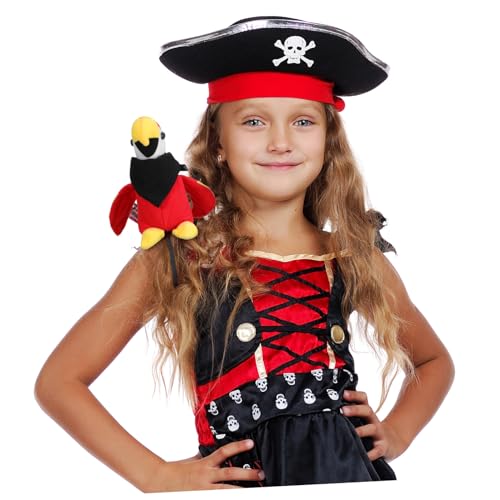 VALICLUD Piratenkostüm Zubehör mit Schulter Schwarzem Halstuch und Kopftuch Realistischer Piraten Vogel Deko für Karneval Halloween Party von VALICLUD