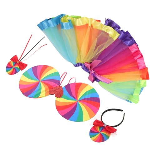 VALICLUD Regenbogen Kostüm Teilig mit Tüllrock Flügel Zauberstab und Haarreif Fasching Cosplay Outfit für Mädchen Leuchtendes Party Zubehör für Geburtstagsfeier und Karneval VALICLUD Regenbogen Kostüm Teilig mit Tüllrock Flügel Zauberstab und Haarreif Fasching Cosplay Outfit für Mädchen Leuchtendes Party Zubehör für Geburtstagsfeier und Karneval von VALICLUD