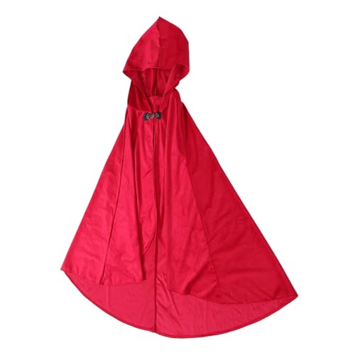 VALICLUD Renaissance Umhang mit Kapuze Unisex Mittelalterlicher Cape aus Weichem Spandex für Halloween Cosplay Party und Bühnenauftritte Vielseitiger Kapuzenumhang in Weinrot für Damen und von VALICLUD