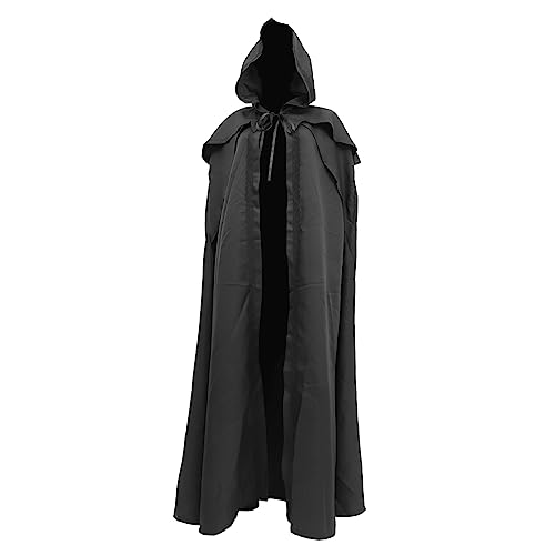 VALICLUD Robuster Kapuzenumhang Halloween Lange Robe Cosplay Kostüm Schwarz Für Halloween Partys Und Mittelalterliche Kostüme von VALICLUD