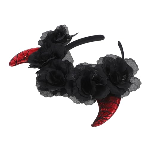 VALICLUD Rosa Stirnband Halloween Stirnband Mädchen Haarband Halloween Glitzernde Teufelshörner Party Gotisch Halloween-teufelshorn-stirnband Schwarzer Mesh-stoff Aus Hellem Leder Schwarz von VALICLUD