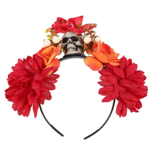 VALICLUD Schädel Zubehör Reifen Stirnband Party voll einfach Damen Halloween Blumenhaarband Halloween-Kopfschmuck Halloween-Haarschmuck Tag der Toten Kopfschmuck Polyester von VALICLUD