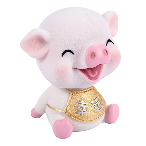 VALICLUD Schüttelndes Schwein Auto Armaturenbrett Deko Kreatives Resin Mini Ornament Stabil und Sicher Niedliches Glücksschwein Fürs Auto Innenraum Feine Handwerkskunst für Dashboard und von VALICLUD