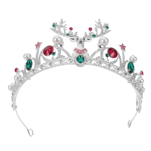 VALICLUD Silberne Weihnachtskrone aus Leichtem Legierungsmetall mit Funkelnden Strasssteinen und Eleganten Perlen Vielseitige Rentier-tiara für Festliche Partys Santa-kostüme und VALICLUD Silberne Weihnachtskrone aus Leichtem Legierungsmetall mit Funkelnden Strasssteinen und Eleganten Perlen Vielseitige Rentier-tiara für Festliche Partys Santa-kostüme und von VALICLUD