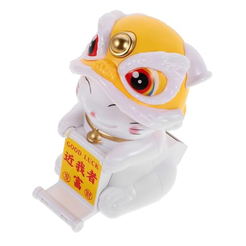VALICLUD Solarbetriebene Winkekatze Maneki Neko mit Beweglichem Kopf Chinesische Glückskatze Feng Shui Glücksbringer Auto und Schreibtischdeko Solarbetriebenes Reichtums Ornament für von VALICLUD