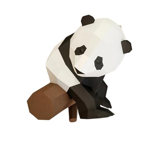 VALICLUD Stereoskopisches Panda Papiermodell Handgeformte Dekoration Ornament Geometrisches Origami DIY Sitzender Panda Aus Perlmuttpapier von VALICLUD