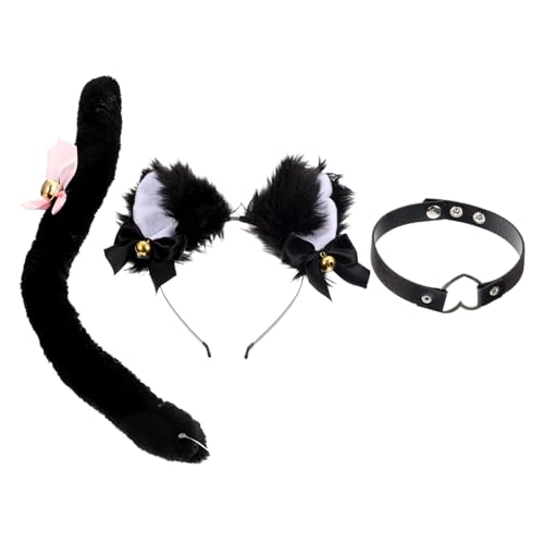VALICLUD Teiliges Katzenohren Stirnband mit Glöckchen und Spitzen Leichtes Bequemes Cosplay Accessoire für und Mädchen Dekorativer Katzenschwanz für Party und Kostüm VALICLUD Teiliges Katzenohren Stirnband mit Glöckchen und Spitzen Leichtes Bequemes Cosplay Accessoire für und Mädchen Dekorativer Katzenschwanz für Party und Kostüm von VALICLUD