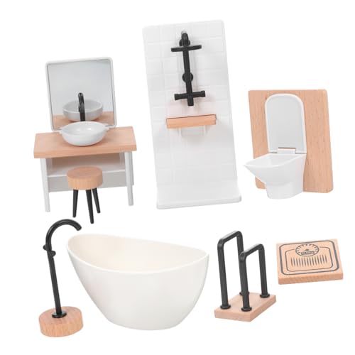 VALICLUD Teiliges Miniatur Puppenhaus Badezimmer Set mit Badewanne Toilette Waschbecken Detailreiches Langlebiges Puppenzubehör für Kreatives und Einfache Montage Modernes Design VALICLUD Teiliges Miniatur Puppenhaus Badezimmer Set mit Badewanne Toilette Waschbecken Detailreiches Langlebiges Puppenzubehör für Kreatives und Einfache Montage Modernes Design von VALICLUD