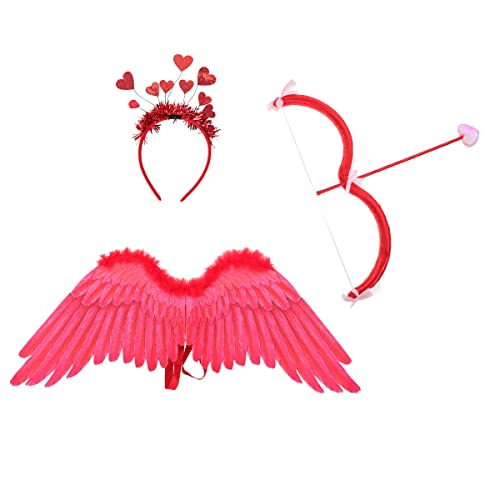 VALICLUD Teufelshörner -Kostüm-Set - Engelsflügel -Stirnband -Stütze Valentinstag Halloween-Kostüm Für Teufel Kostüm von VALICLUD