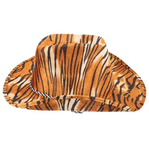 VALICLUD Tiger Print Hut Für Cosplay Halloween Und Western-partys Dekorativer Tiger-druck Cowboyhut Für Männer Und Frauen Für Festivale Und Themenfeiern von VALICLUD