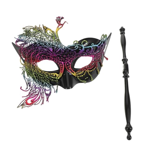 VALICLUD Venezianische Maskenballmaske mit Stab Spitze Handliche Kostümmaske für Damen für Abschlussbälle Cosplay Themenpartys von VALICLUD