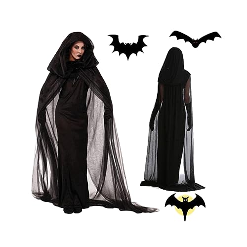 VALICLUD schwarzes Abendkleid Themenparty-Kostüm Halloweenkostüm kostüme für erwachsene formelle Kleidung Cosplay Hexenkleid Hexenkostüm für Frauen Erwachsener Hexen kostüm von VALICLUD