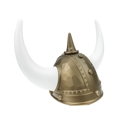 VALICLUD Viking Helm mit Goldfarbenen Ox Hornen Dekorativer Maskenball Hut für Erwachsene Geeignet für Halloween Karneval und Nordische Kostümpartys von VALICLUD