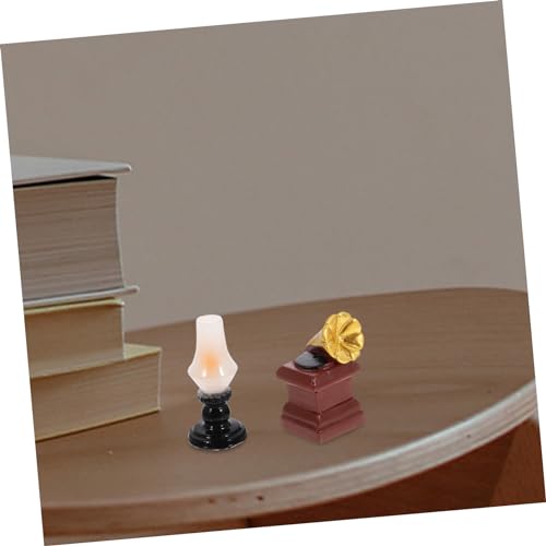 VALICLUD Vintage Miniaturkamera Dekorationsset Teilig Retro Stil Puppenhaus Zubehör für Wohnzimmer Bar Miniatur Grammophon und Kerosinlampe Desktop Ornament für Mini Haus Modelle von VALICLUD