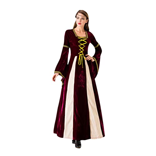 VALICLUD Vintage Mittelalterliches Damenkleid Renaissance Kleid Für Cosplay Und Rollenspiel Elegantes Tanzkleid Für Partys Viktorianisches Kostüm Weinrot VALICLUD Vintage Mittelalterliches Damenkleid Renaissance Kleid Für Cosplay Und Rollenspiel Elegantes Tanzkleid Für Partys Viktorianisches Kostüm Weinrot von VALICLUD