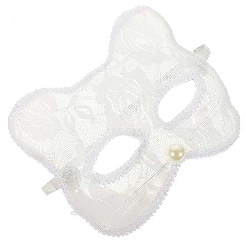 VALICLUD Weibliche Katzenmaskendekoration gruselig Kostüme Gesicht Abdeckung Hälfte halloween costume halloween kleidung Fotografie -Requisite dekorative Spitzenmaske Plastik Weiß von VALICLUD