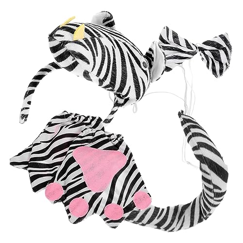 VALICLUD Zebra Kostüm Set Für Erwachsene Teiliges Zebra Cosplay Mit Kopfschmuck Fliege Und Handschuhen Ideales Zubehör Für Karneval Und Halloween Feiern von VALICLUD