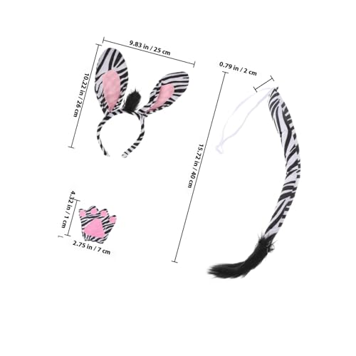 VALICLUD Zebra Kostüm Set mit Süßem Stirnband Realistischen Zebraohren und Dekorativer Fliege Bequemes Tierkostüm Zubehör für Karneval Halloween und Mottopartys Speziell für Jungen und von VALICLUD