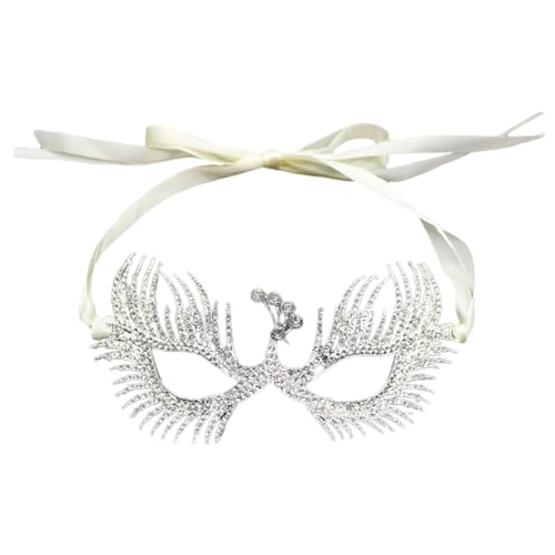 VALICLUD halloween masken halloweenmaske gesichtsmaske halloween augenklappen Maskerade-Maske für Paare Mantel Maskerade Masken Frauen Strass Maske Maskerade Strassband aus Legierung Silver von VALICLUD