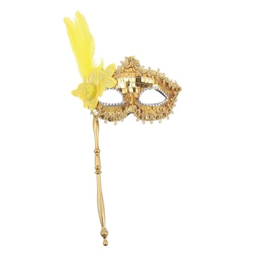 VALICLUD lustige partymaske Karneval Maskerade-Maske auf Stick Maskerade-Maskenstift Zubehör halloween mitgebsel halloween oblaten Halloween-Masken- schickes Maskendekor Plastik Golden von VALICLUD