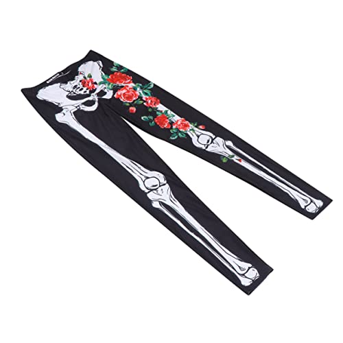 VALICLUD weibliche Leggings Skelettkostüm für Mädchen Halloweenkostüm Halloween -Kostüm Outfits halloween costume halloween kleidung Leggings für die Frau Halloween-Leggings Elasthan Black von VALICLUD