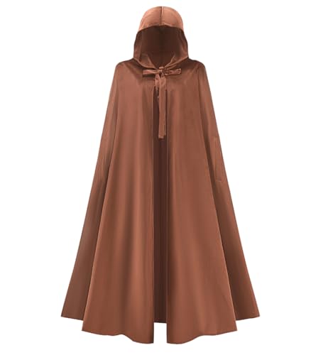 VALOZENC Renaissance-Umhang mit Kapuze, mittelalterlicher Umhang mit Armausschnitten, Hobbit, Halloween-Kostüm, Outfits (braun) von VALOZENC