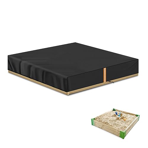 VANSHEIM Sandkastenabdeckung Wasserdicht Sandkasten Abdeckung Sandkasten Hülle Sandabdeckung Poolabdeckung mit Kordelzug und Elastikband Winddicht Anti UV 420D Oxford Gewebe 125x125x20cm von VANSHEIM