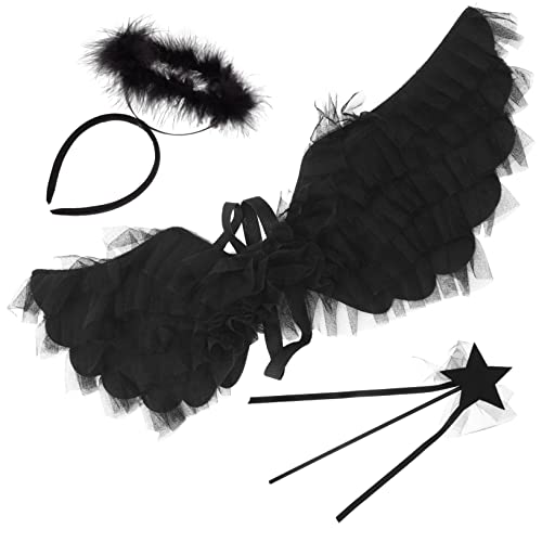 VANZACK 1 Satz Engelsflügel Kostüm Set für Damen Teiliges Schwarzes Party Accessoire für Halloween und Cosplay Langlebig Hautfreundlich für Kostümpartys und Bühnenaufführungen VANZACK 1 Satz Engelsflügel Kostüm Set für Damen Teiliges Schwarzes Party Accessoire für Halloween und Cosplay Langlebig Hautfreundlich für Kostümpartys und Bühnenaufführungen von VANZACK