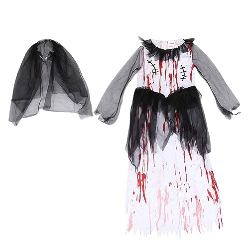 VANZACK 1 Satz Halloween Kostüm für Teiliges mit Brautkleid Schleier Haarband für Cosplay Maskenball Halloween Feiern VANZACK 1 Satz Halloween Kostüm für Teiliges mit Brautkleid Schleier Haarband für Cosplay Maskenball Halloween Feiern von VANZACK