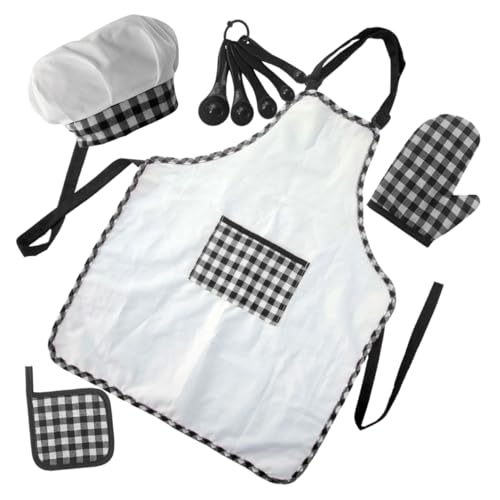 VANZACK 1 Satz Kochschürze Set Teiliges Küchenzubehör mit Verstellbarer Schürze für Rollenspiele und Backen aus Lebensmittelechtem Material Schwarz und Weiß VANZACK 1 Satz Kochschürze Set Teiliges Küchenzubehör mit Verstellbarer Schürze für Rollenspiele und Backen aus Lebensmittelechtem Material Schwarz und Weiß von VANZACK