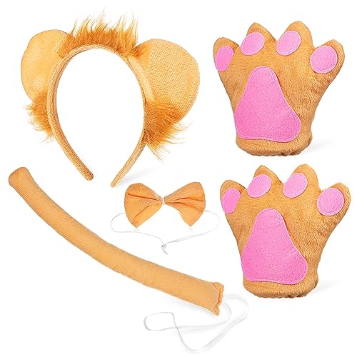 VANZACK 1 Satz Kostümset Löwenkopfband mit Ohren und Handschuhen Tierische Verkleidungsaccessoires für Halloween und Karneval für Cosplay und Mottopartys VANZACK 1 Satz Kostümset Löwenkopfband mit Ohren und Handschuhen Tierische Verkleidungsaccessoires für Halloween und Karneval für Cosplay und Mottopartys von VANZACK