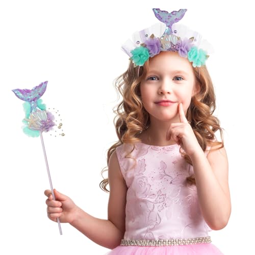 VANZACK 1 Satz Meerjungfrau Haarreif und Zauberstab Set Glitzernde Cosplay Accessoires für Mädchen für Partys und Festlichkeiten Wiederverwendbar und Leicht zu Tragen VANZACK 1 Satz Meerjungfrau Haarreif und Zauberstab Set Glitzernde Cosplay Accessoires für Mädchen für Partys und Festlichkeiten Wiederverwendbar und Leicht zu Tragen von VANZACK