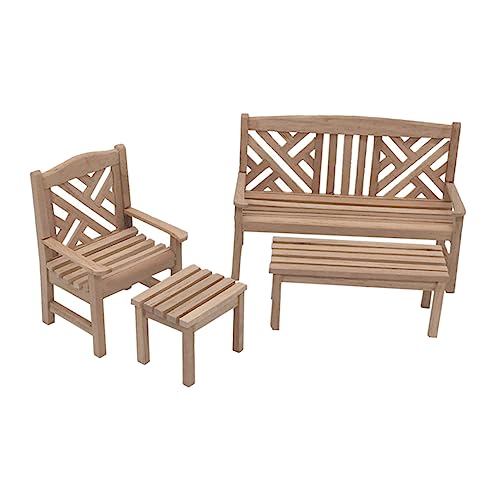 VANZACK 1 Satz Mini-möbelmodell Mini-gartenstuhl Im Freien Miniaturmöbelmodell Mini-gartenzubehör Kleine Möbeldekorationen Gartenmöbel Verzierung Miniatur-tischstühle Mini -hausmöbel Holz von VANZACK