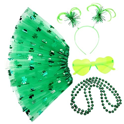 VANZACK 1 Satz Patrick's Day Kostümset mit Kleeblatt Haarreif Halskette und Rock Zubehör für Irische Fest für Erwachsene von VANZACK