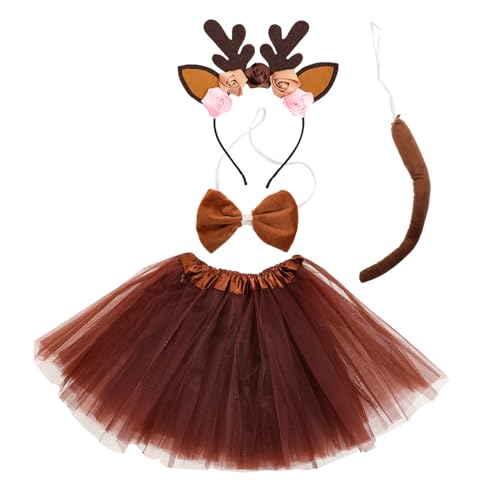 VANZACK 1 Satz Tierkostüm mit Geweih Haarreif Tutu Rock Fliege für Tier Themenpartys Cosplay Halloween Bühnenaufführungen Teiliges von VANZACK