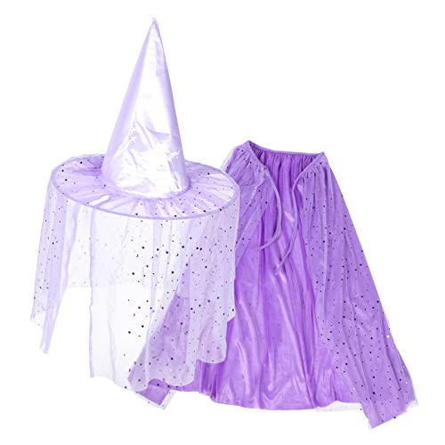 VANZACK 1 Satz Umhang Set mit Sternen Hut Kostüm für Karneval Halloween Junge mit Buntem Glitzer Praktischem Design von VANZACK