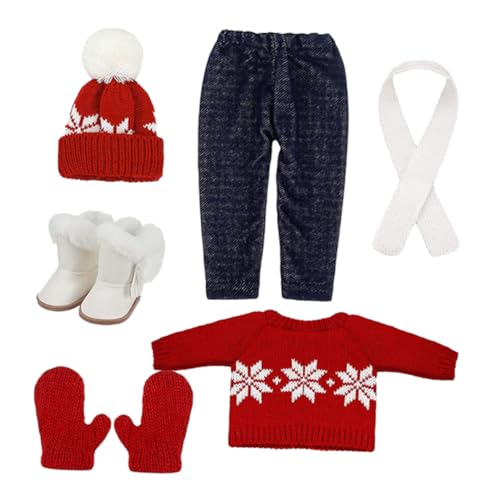 VANZACK 1 Set Miniatur Kostümpuppe Weihnachtskleidung Requisiten Kostüme Kleidung Für Puppen Hut Zubehör Pullover Kleid Mädchendekorationen Weihnachtsoutfit Party von VANZACK