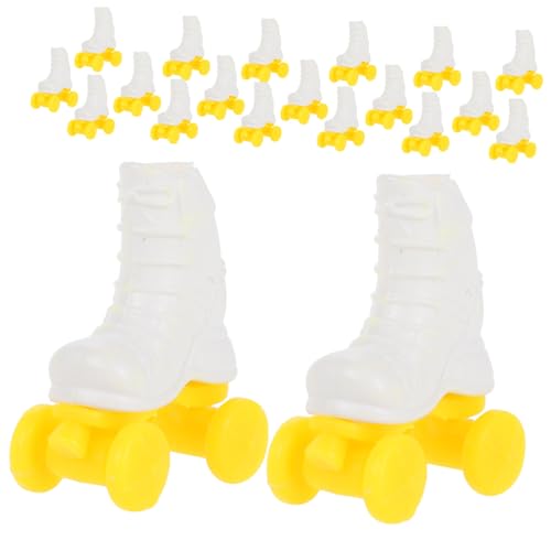 VANZACK 10 Paare Rollschuhe für Puppen Weiß Miniatur Rad Skates Detaillierte Puppenschuhe für Puppenhaus Zubehör Handgefertigte Sneakers Dekorative Miniatur Rollschuhe für Dollhouse von VANZACK