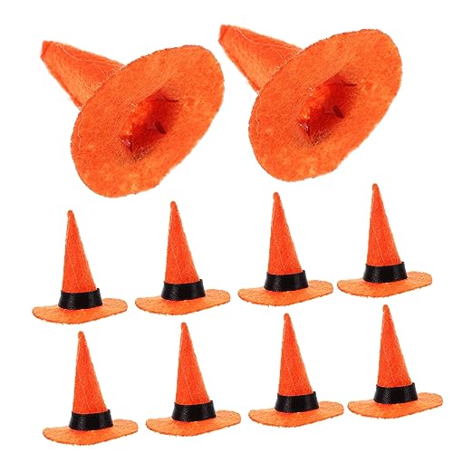 VANZACK 10 Stck. Teiliges Mini Halloween Filz Hexenhüte Kleine Party und Cosplay Dekorationen für Halloween Karneval Maskerade und Puppenhaus DIY in Orange von VANZACK