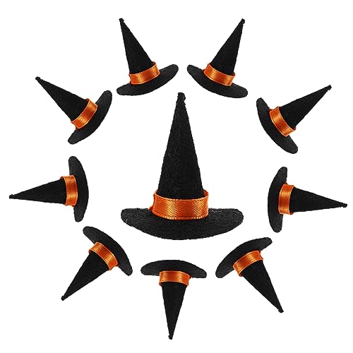 VANZACK 10 Stck. Teiliges Mini Hexen Hut aus Filz Kleine Halloween Deko Vielseitig für Party Cosplay und Zwerg Dekoration Schwarz Leicht und Fein Verarbeitet für Originelle Festgestaltung von VANZACK