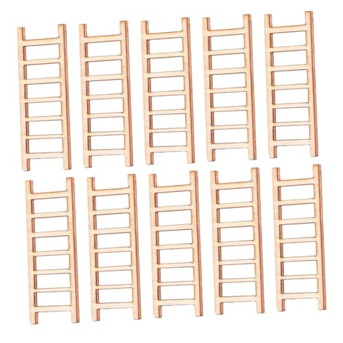 VANZACK 10 Stück Miniatur Holzleiter Teiliges für Puppenhaus Realistische Mini DIY Dekoration Vielseitig für Basteln und Puppenhaus Zubehör Naturbelassen für Miniatur Szenen und Kreative von VANZACK