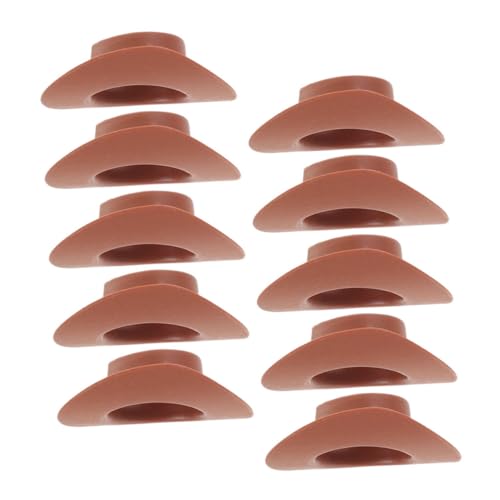 VANZACK 10 Stück Teiliges Cowboy Hüte aus Leichtem Kunststoff Handgefertigte Miniatur Hut Dekoration für Puppenhäuser Niedliche Hüte für Bastelarbeiten und Doll Kostüme Braun von VANZACK
