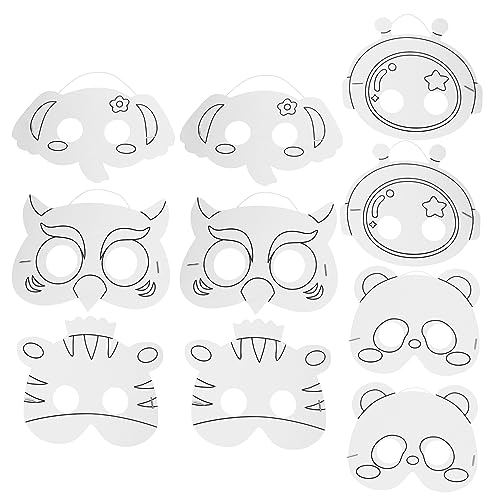 VANZACK 10 Stück Teiliges DIY Papiermasken zum Bemalen und Astronauten Motive Leichte Sichere Karnevalsmasken für Kindergeburtstag Halloween Kostümparty Kreative Bastelmasken von VANZACK