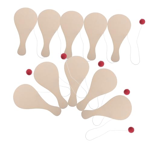 VANZACK 10 Stück Teiliges Holz Paddleball Spielset zum Bemalen DIY Kreatives Kinderspielzeug für Jungen und Mädchen Motorik und Hand Auge Koordination für Freizeit und Party von VANZACK