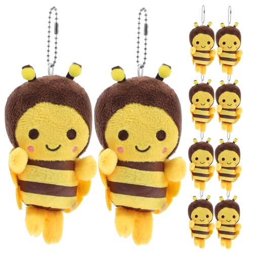 VANZACK 10 Stück Teiliges Plüsch Bienen Anhänger Leichter Tragbarer Schlüsselanhänger und Taschen Deko Niedliche Kleine Bienenform für Geburtstag Valentinstag und Kinderzimmerdekoration von VANZACK