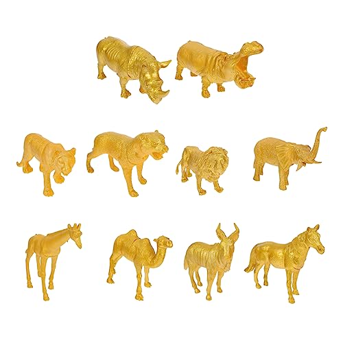 VANZACK 10 Stück Teiliges Realistische Tierfiguren aus Hochwertigem Handbemalt Kreative Goldene Wildtiermodelle als Deko für Kinderzimmer Büro Party und VANZACK 10 Stück Teiliges Realistische Tierfiguren aus Hochwertigem Handbemalt Kreative Goldene Wildtiermodelle als Deko für Kinderzimmer Büro Party und von VANZACK