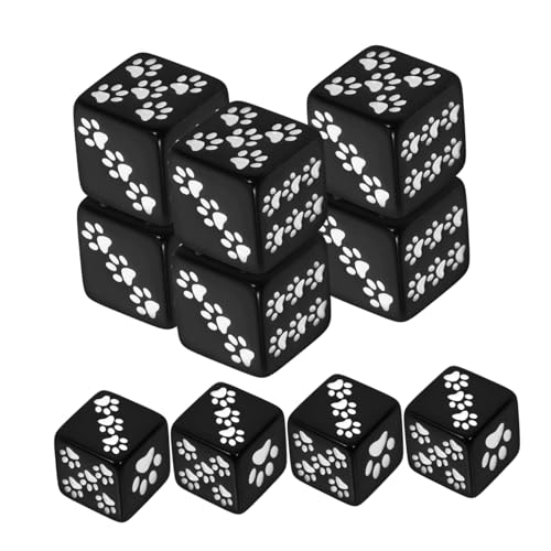 VANZACK 10 Stück Teiliges Schwarze Resin Würfel mit Cartoon bärenpfoten Muster Sechseitige Spielwürfel für Brettspiele Lernspiele und Partyunterhaltung Vielseitige Würfelspiel Zubehör von VANZACK