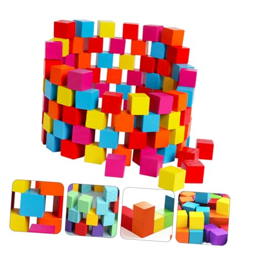 VANZACK 100 Stück Teiliges Bunte Holzwürfel Lernbausteine Pädagogisch für Ab Jahren Glatte Oberfläche Robust Schadstofffrei zum Bauen und Spielerischen Lernen von VANZACK