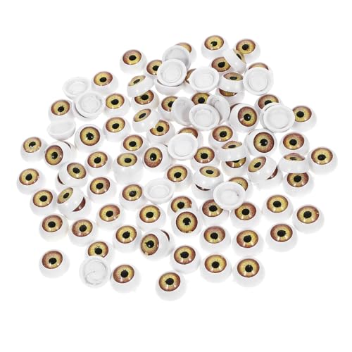 VANZACK 100 Stück Teiliges Halbrunde Puppenaugen aus Stabilem Kunststoff Gelb Realistische Bastelaugen für DIY Puppen Bären und Masken Langlebige Augen für Kreative Handwerksprojekte von VANZACK