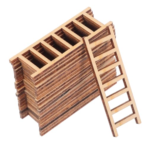 VANZACK 100 Stück Teiliges Mini Holzleiter Dekoration Realistische Sandtisch Treppen DIY Mikro Landschaftsmodell Passend für Miniaturgärten Puppenhäuser und Feengärten von VANZACK